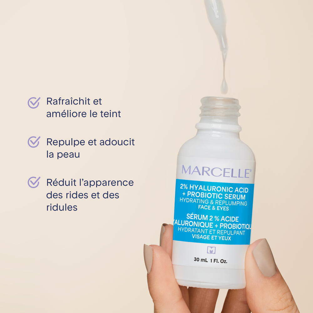 Sérum 2 % acide hyaluronique + probiotique avec échantillon Clari-T