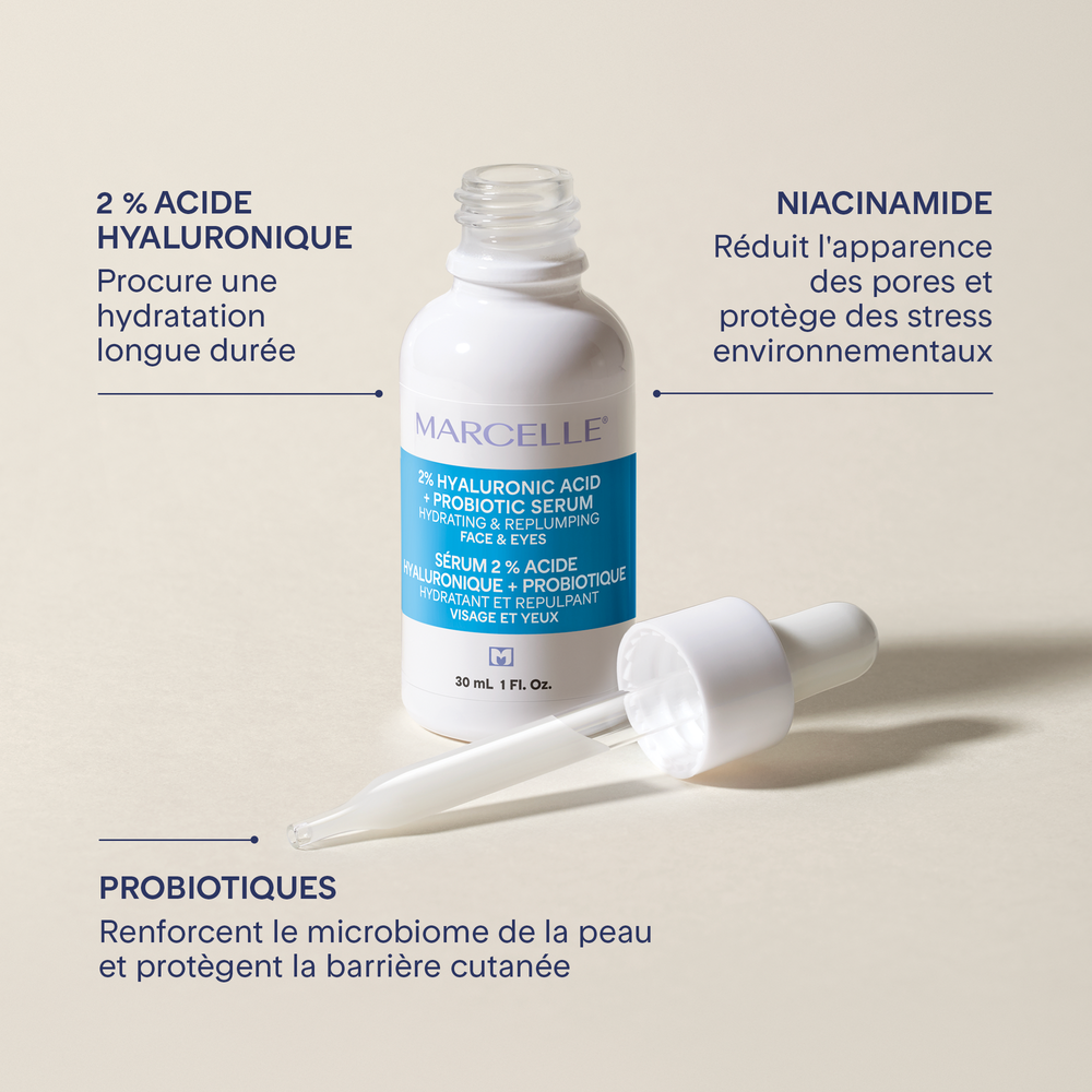Sérum 2 % acide hyaluronique + probiotique avec échantillon Clari-T