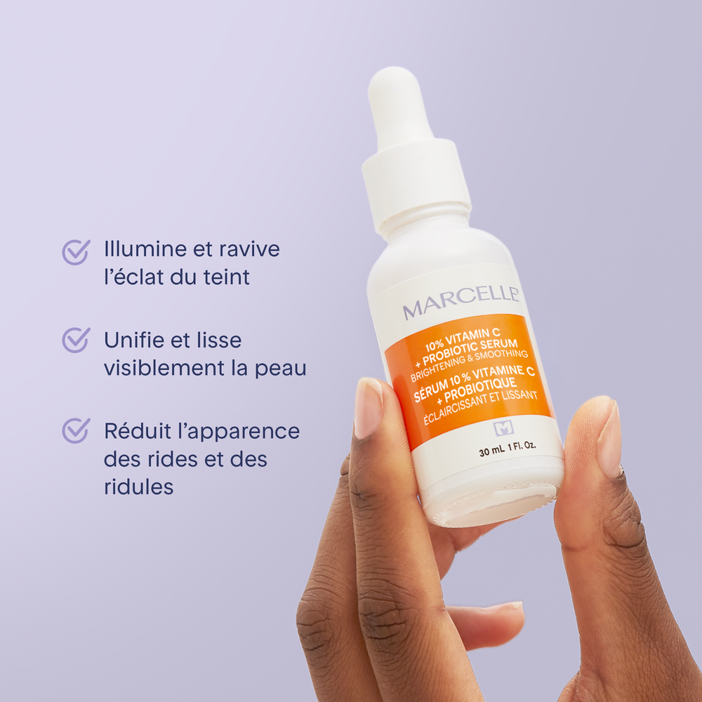 Sérum 10% vitamine C + probiotiques avec échantillon Clari-T