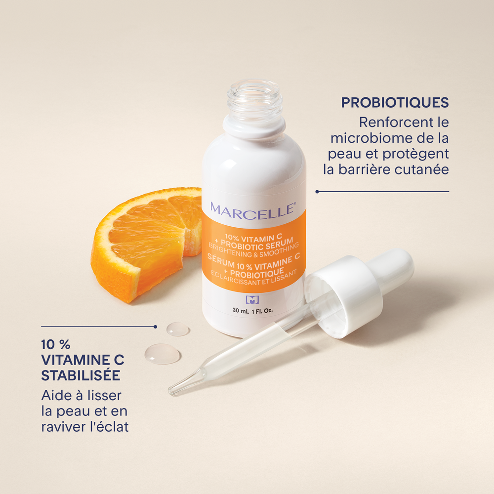 Sérum 10% vitamine C + probiotiques avec échantillon Clari-T