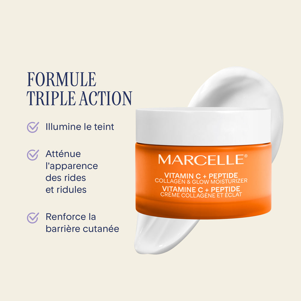 Crème collagène et éclat vitamine C + peptide avec échantillon Clari-T